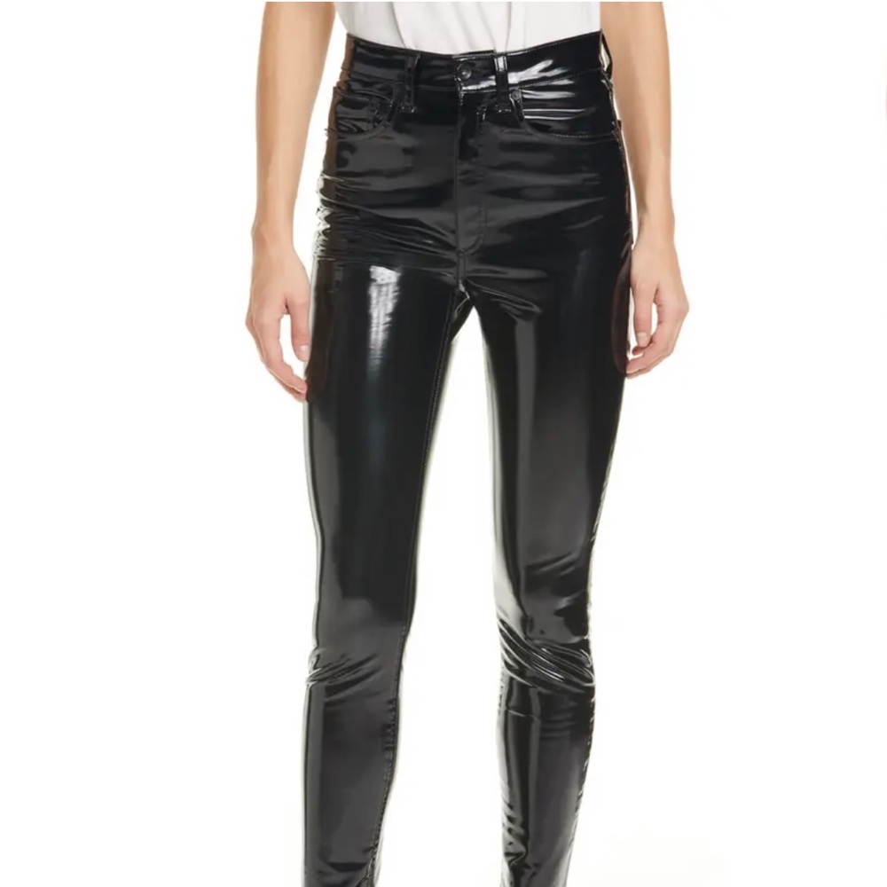 NWT Rag&bone super high rise vinyl skinny pants